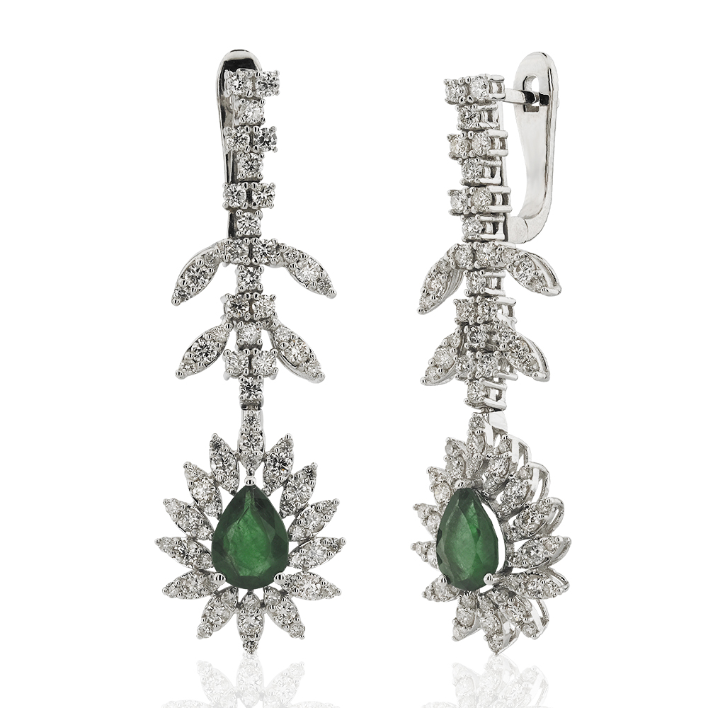 2,89 Ct. Diamond Emerald Earring